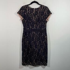Taylor Women's Blacl Overlay Lace Short Sleeve Sheath Dress Size 8